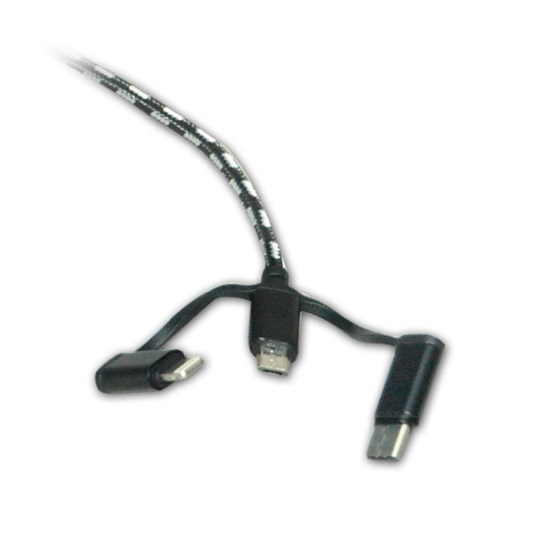 STA 3 in 1 [ Lightning , Micro USB , Type C ] Multi Port Charging 1.2 m Lightning Cable  (Compatible with All iPhones (5,6,7,8 & X Series) , iPad & iPod, Gold, One Cable)