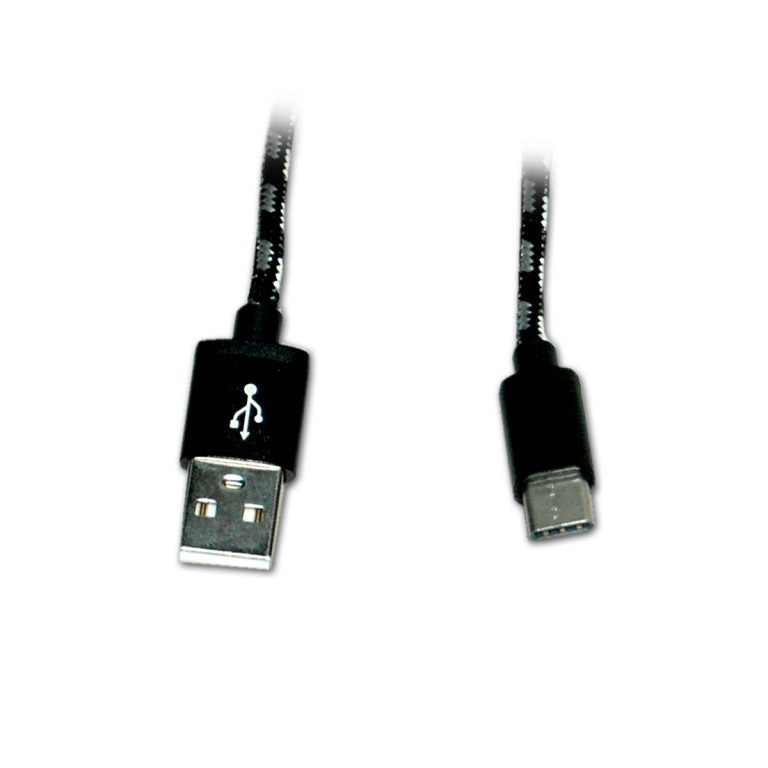 Nylon Braided Type-C to Type-A (5V 3A) 1.5 Meter Long and Fast Charging Data Cable for USB-C Smartphones (Black)