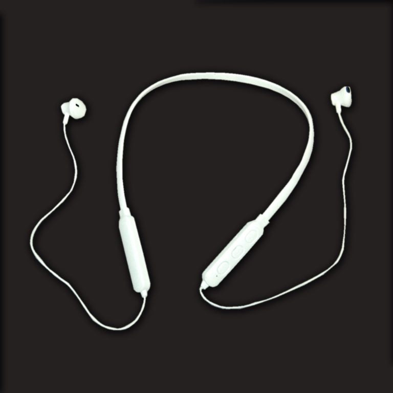 Sports Bluetooth Earphone Neck Bluetooth Headset 5.0 Bass Waterproof Headphone Built-in Mic (White)